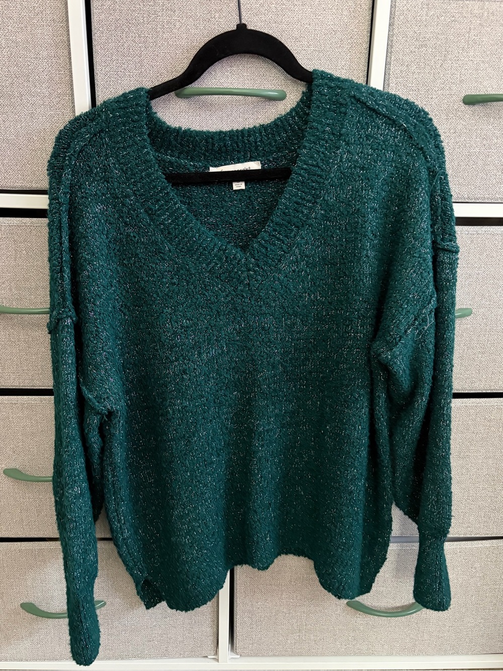 Francesca’s Dark Green/Teal V-Neck Sweater
